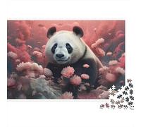 Panda in Pink Flower Garden Colourful Cherry Panda 1000 Pieces Adult Jigsaws Birthday Fun Activity for Rainy Days 70x50cm/1000pcs