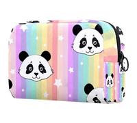 Panda in Rainbow Stripes Stars Neceser para mujer, neceser de viaje, neceser grande, bolsa organizadora con cremallera, multicolor, 18.5x7.5x13cm/7.3x3x5.1in, Neceser