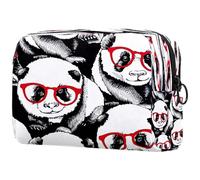 Panda in Red Sunglass - Neceser de viaje para mujer, bolsa organizadora de maquillaje grande con cremallera, multicolor, 18.5x7.5x13cm/7.3x3x5.1in, Neceser
