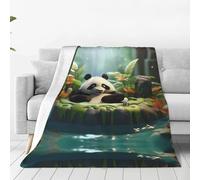 Panda in The Pool - Manta de franela ultrasuave con estampado de panda - adecuada para camas dobles, sofás, camping y como regalo - (40 x 30 pulgadas)