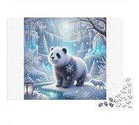 Panda in Winter Wonderland Colourful Snowy Panda 1000 Pieces Jigsaw Puzzles for Adults Fun Activity for Rainy Days 52x38cm/1000pcs