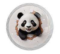 Panda Inside the Wall - Paquete de 4 pomos de armario de cocina, tiradores blancos para cajones de tocador, tocador, mesita de noche, armario