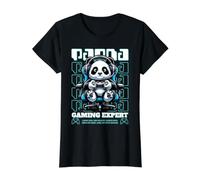 Panda Jugando Videojuegos para niños, Hombres, niños, Adolescentes Camiseta gráfica económica, Mujer, Negro, XS