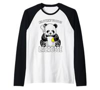 Panda Lacrosse Todo lo Que Quiero Hacer es un Lindo y Divertido Jugador de Osos Camiseta Manga Raglan