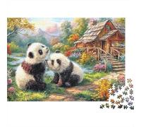 Panda Love Extra Thick Cardboard Jugar Decoración de jardín Jigsaw Puzzle Adults Age 12 Up Brain Training Travel Activity Ideal Gift for Teen Puzzle Lovers 12 18 52x38cm/1000pcs