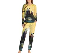 Panda Mama And Little - Conjunto de pijama de 2 piezas de manga larga para mujer, Estilo:, 6XL