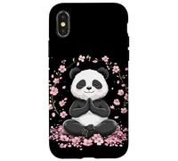 Panda meditando con Flores de Cerezo. Lindo Zen Mindfulness Carcasa para iPhone X/XS