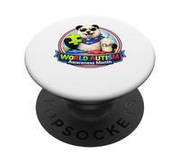 Panda Milkshake & Puzzle Piece Mes Mundial de Concientización sobre el Autismo PopSockets PopGrip Adhesivo