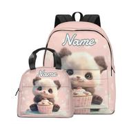 Panda Mochilas escolares y Bolsa termica personalizado Imprime nombre de logo personalizada mochila infantil 3-4-5-6-7-8 años para niño y niña colegio primaria adolescentes mochila instituto