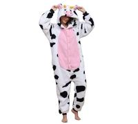 Panda Mono para mujer de animales de gran tamaño, cómodo pijama para hombre, largo con capucha, cremallera, unisex, disfraz de animales, ropa de dormir para invierno, Rosa., XL