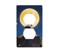 Panda Moon Night - Placa de interruptor de policarbonato irrompible, 1 banda, placa de pared sin tornillos para oficina en casa