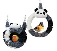 Panda Nest - Swing Shelter for Lovebirds | Soft Plush with Hanging Rope, Indoor Activity Center, Parrot Budgies Conure Organizer, Avian Trainers Aviaries Animal Shelters, Gray House