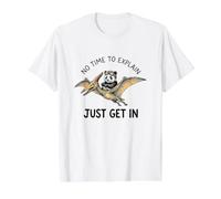 Panda No Hay Tiempo para Explicar Dinosaurio Meme Camiseta gráfica económica, Hombre, Blanco, S