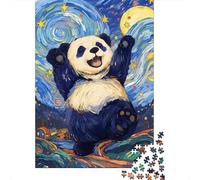Panda Noche Estrellada Arte Puzzle de 1000 Piezas Papel para Adultos Estilo Sueño Nocturno Puzzle para Toda la Familia Decoración Hogar Regalo 70x50cm/1000pcs