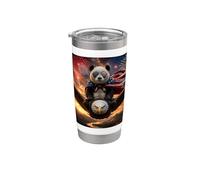 Panda on Bald Eagle - Gafas con bandera estadounidense Vaso térmico de acero inoxidable de doble pared