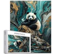 Panda on The Rock - Rompecabezas de 1000 piezas para adultos, rompecabezas abstracto de estilo 3D, rompecabezas colorido para decoración del hogar, regalos, rompecabezas familiar, perfecto para noches