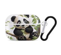Panda on The Tree Branch AirPods Pro 2 - Funda protectora rígida a prueba de golpes para mujeres y hombres, compatible con Airpod Pro de 2ª y 1ª generación con llavero, color blanco