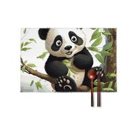 Panda on the Tree Branch - Juego de 6 manteles individuales resistentes al calor, antideslizantes, lavables, para interiores y exteriores, para comedor, cocina, fiesta, mide 17.7 x 11.8 pulgadas