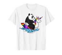 Panda Oso Montando Unicornio Flotador Divertido Panda Camiseta