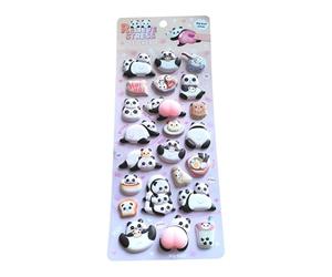 Panda Pegatinas 3D - Pegatinas de esponja transparentes, lindas pegatinas decorativas reutilizables, diseño divertido | Para niños, amigos, interiores y exteriores, planificador de frigorífico, hogar