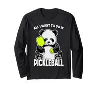 Panda Pickleball Todo lo Que Quiero Hacer es un Lindo y Divertido Jugador de Osos Manga Larga