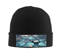 Panda Playing in a Pool - Gorro de punto para hombre y mujer, gorro de punto para hombre, gorro de punto para invierno, suave y cálido, Negro -, talla única