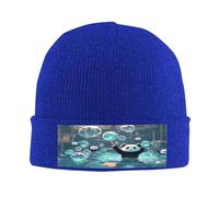 Panda Playing in a Pool - Gorro de punto para hombre y mujer, gorro de punto para hombre, gorro de punto para invierno, suave y cálido, Azul, talla única