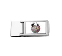Panda Posture Flag Earth Art Deco Fashion Slim Money Clip Stainless Holder Pocket Wallet