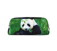 Panda Printing - Estuche escolar de cuero con cremallera para bolígrafos de punta redonda, Gold, Talla única, Neceser de maquillaje