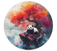 Panda Puzzle 1000 piezas árbol colorido ronda rompecabezas juego casual decoración del hogar para actividades familiares estimulantes 1000pcs (67.5x67.5cm)