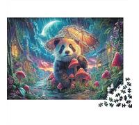 Panda refugios bajo Paraguas en la Lluvia Rompecabezas Vida Silvestre Puzzle 1000 Piezas Adultos - Regalo, Juego Familiar, Decoración del Hogar 52x38cm/1000pcs