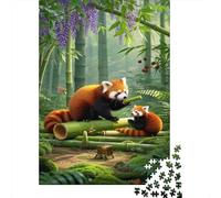 Panda Rojo 1000 Piezas Puzzles para Adultos Puzle para Decoración del Hogar Bambú Forestal Regalo Diversión Imposible Juego De Rompecabezas Y Familiar Regalos A Partir De 14 Años 1000pcs (75x50cm)