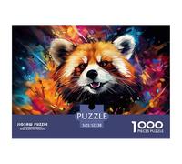 Panda Rojo Abstracto Colorido Puzzle de 1000 Piezas Papel para Adultos Relajación Hogar Regalo 52x38cm/1000pcs