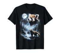 Panda Rojo Aullando a la Luna 90's Retro Camiseta