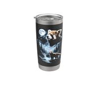 Panda Rojo aullando a la Luna 90's Retro Vaso térmico de acero inoxidable de doble pared