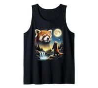 Panda Rojo Aullando a la Luna Meme Divertido Panda Rojo de los 90 Camiseta sin Mangas