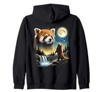 Panda Rojo Aullando a la Luna Meme Divertido Panda Rojo de los 90 Sudadera con Capucha