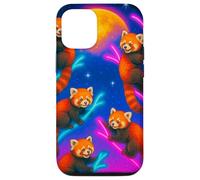 Panda Rojo Colorido trepando árboles bajo una Gran Luna Carcasa para iPhone 12/12 Pro