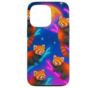 Panda Rojo Colorido trepando árboles bajo una Gran Luna Carcasa para iPhone 13 Pro