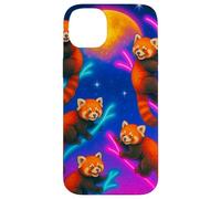 Panda Rojo Colorido trepando árboles bajo una Gran Luna Carcasa para iPhone 14 Plus