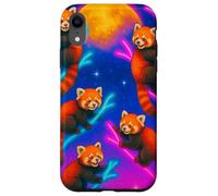 Panda Rojo Colorido trepando árboles bajo una Gran Luna Carcasa para iPhone XR
