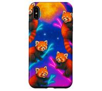 Panda Rojo Colorido trepando árboles bajo una Gran Luna Carcasa para iPhone XS MAX