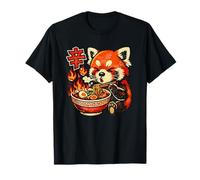 Panda Rojo Comiendo Ramen Picante Fideos Calientes japoneses Kawaii Camiseta