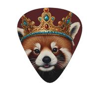 Panda rojo con una corona de púas de guitarra en tamaños finos, medianos y gruesos, juego de 12 piezas, adecuado para guitarra eléctrica y varios instrumentos