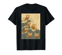 Panda Rojo Gran Ola Kawaii Anime Mascota Panda Rojo Arte Japonés Camiseta