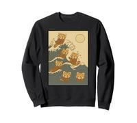 Panda Rojo Gran Ola Kawaii Anime Mascota Panda Rojo Arte Japonés Sudadera