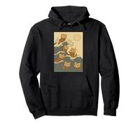 Panda Rojo Gran Ola Kawaii Anime Mascota Panda Rojo Arte Japonés Sudadera con Capucha