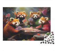 Panda Rojo Jugando Cartas Puzzle de 1000 Piezas Papel Puzzle para Adultos Puzzle para Toda la Familia Relajación Decoración Hogar 70x50cm/1000pcs