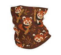 Panda Rojo Juguetón En Una Rama De Bambú Polainas De Cuello Elástico Bufanda Facial Multifuncional Cuello Pañuelo para Motocicleta Cámping Lavable Pasamontañas