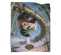 Panda Rojo Manta De Vellón Impresión 3D Suave Y Ligera Elementos fantásticos Mullida Manta para Sofá, Cama, Oficina Y Viajes Al Aire Libre 80x90inch(200x230cm)